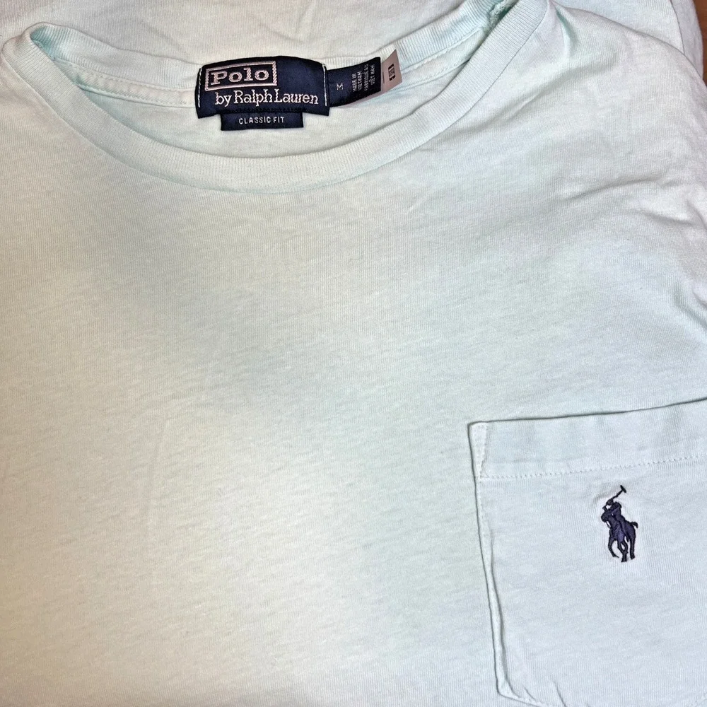Polo Ralph Lauren Cotton Linen Pocket Tee Men's M Mint Seafoam Coastal Preppy